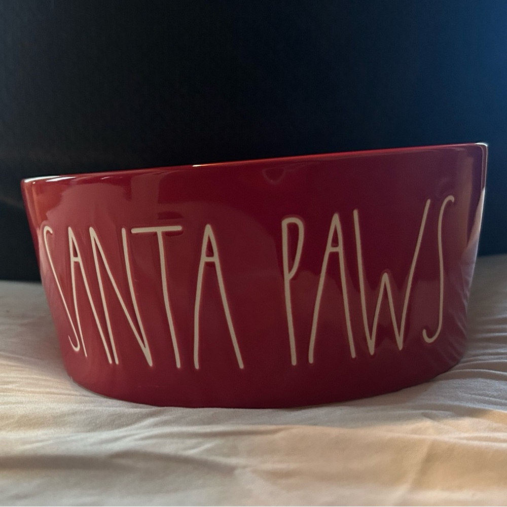 Rae Dunn Red 'Santa Paws' Pet Bowl